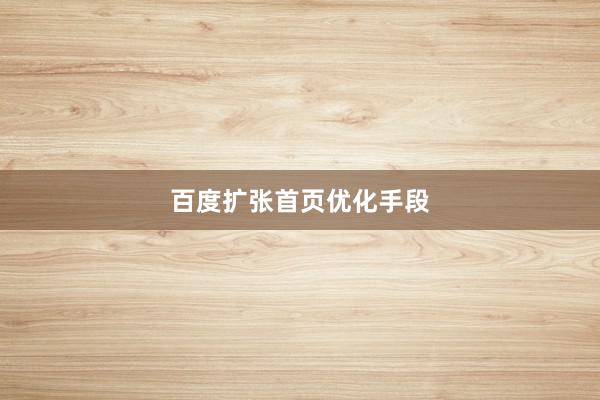 百度扩张首页优化手段